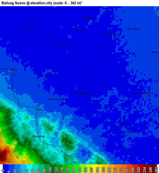 Baliuag Nuevo elevation map