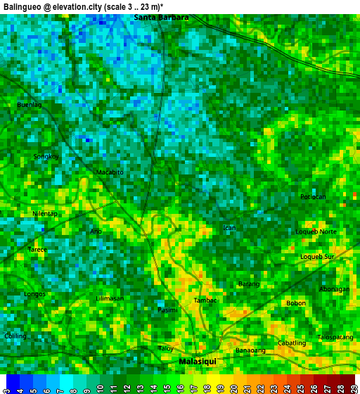 Balingueo elevation map