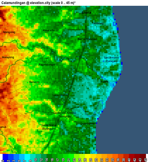 Calamundingan elevation map