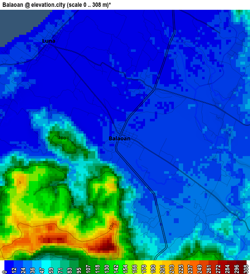 Balaoan elevation map