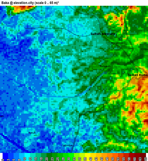 Baka elevation map