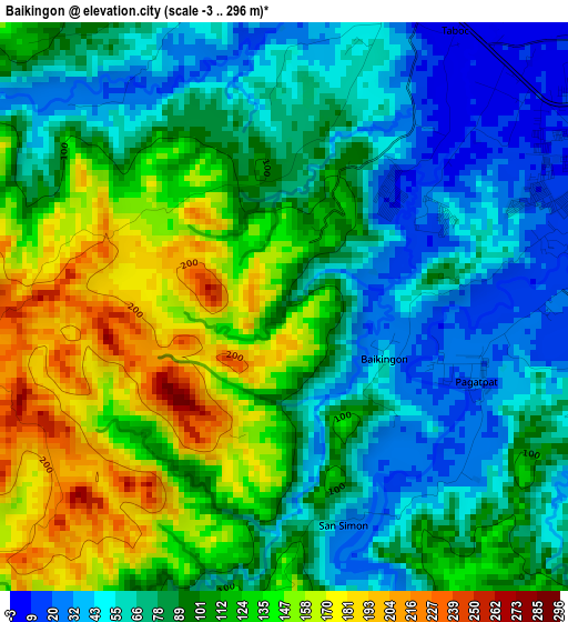 Baikingon elevation map