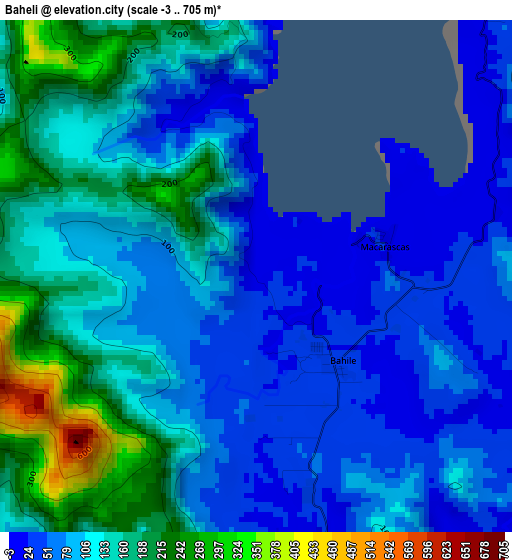 Baheli elevation map