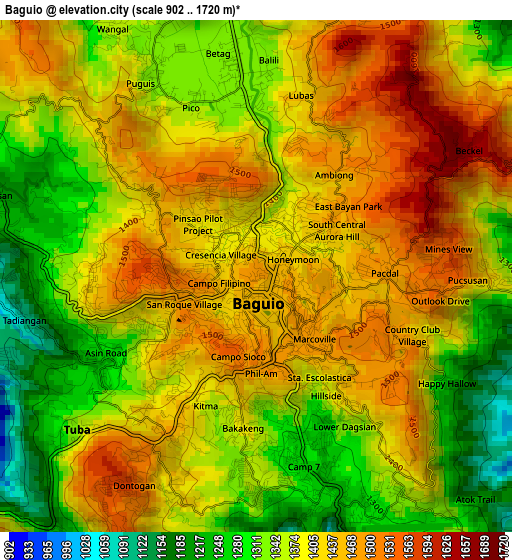 Baguio elevation map