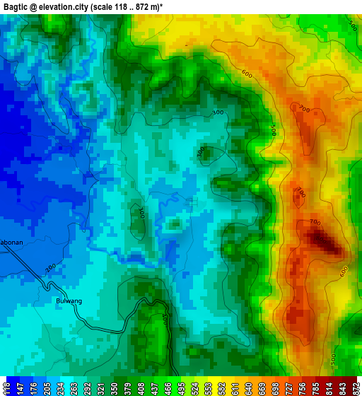 Bagtic elevation map