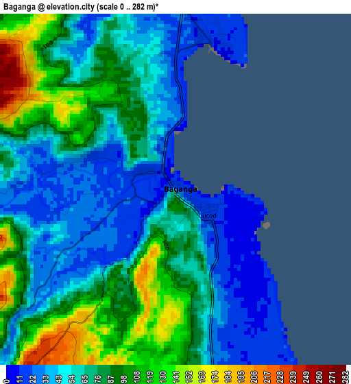 Baganga elevation map