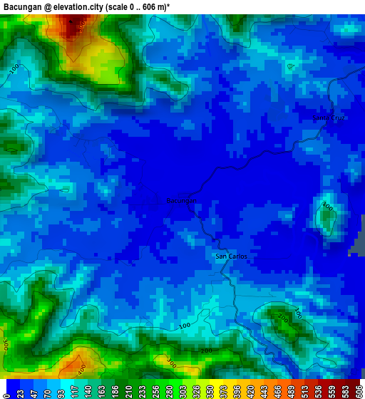 Bacungan elevation map