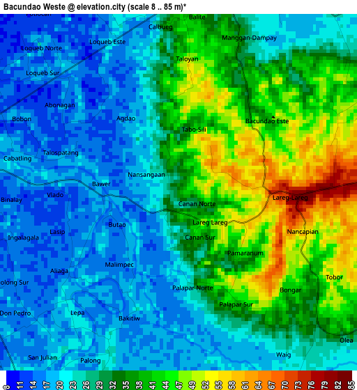 Bacundao Weste elevation map