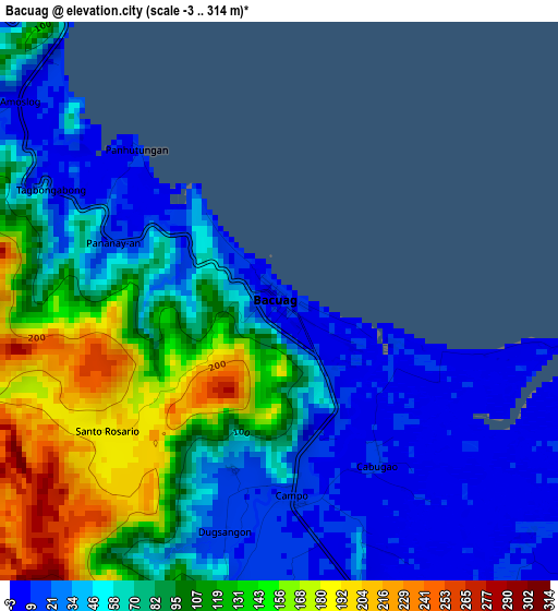 Bacuag elevation map