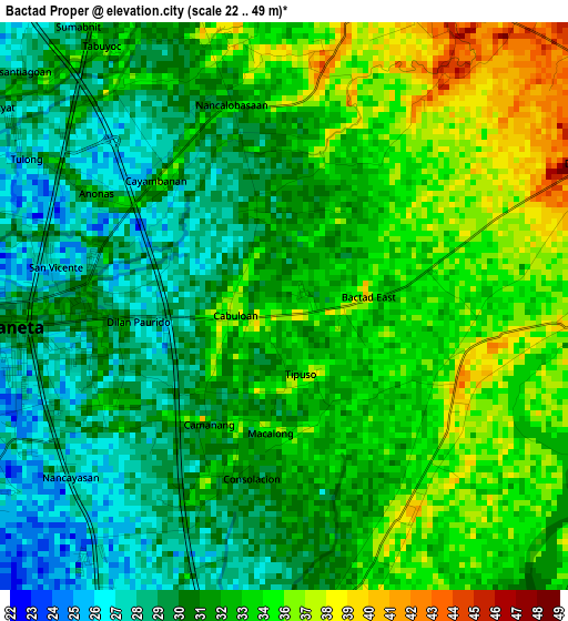 Bactad Proper elevation map