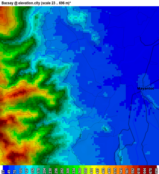 Bacsay elevation map