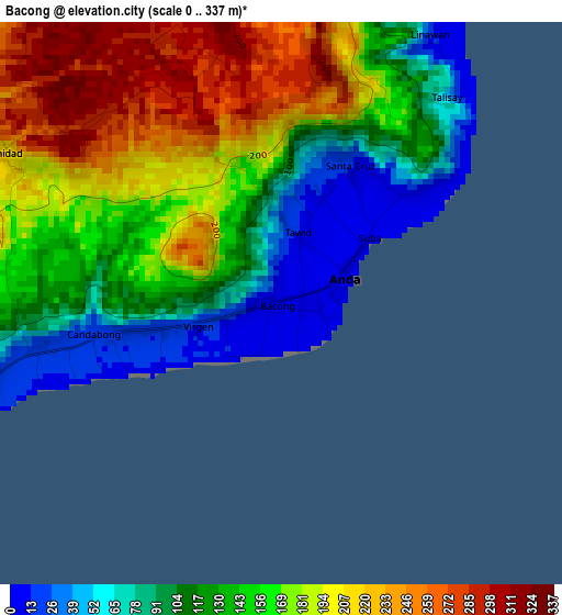 Bacong elevation map