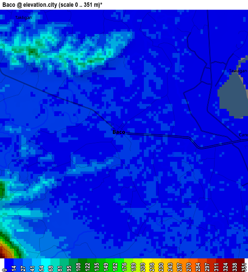 Baco elevation map