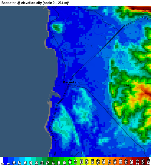 Bacnotan elevation map