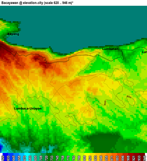 Bacayawan elevation map