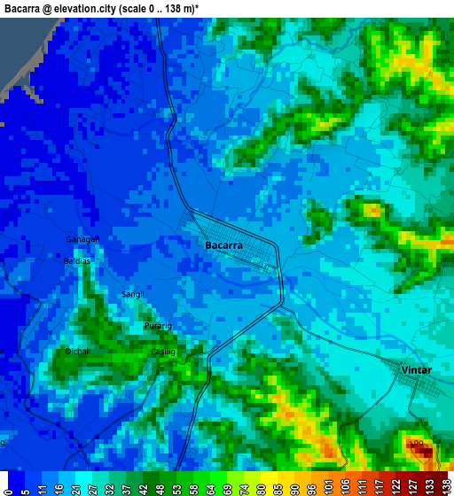 Bacarra elevation map