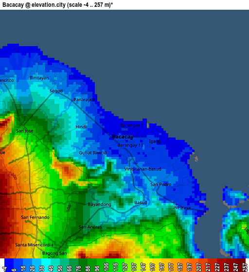 Bacacay elevation map