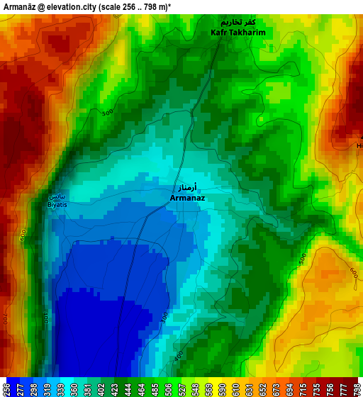 Armanāz elevation map