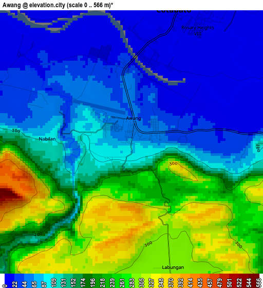 Awang elevation map