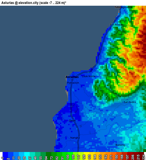 Asturias elevation map