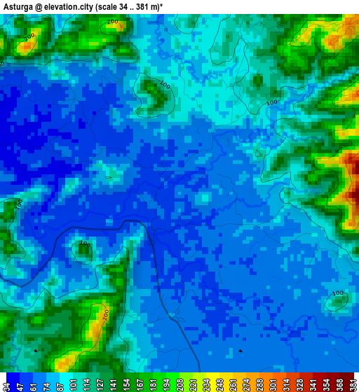 Asturga elevation map