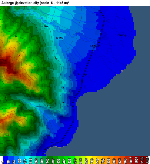 Astorga elevation map