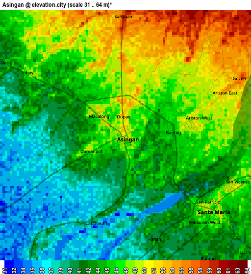 Asingan elevation map