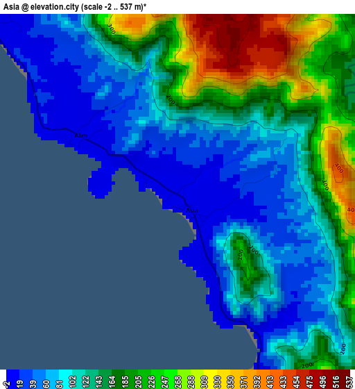 Asia elevation map