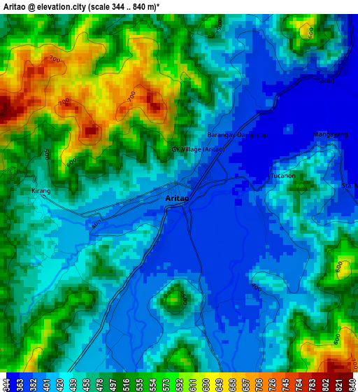 Aritao elevation map