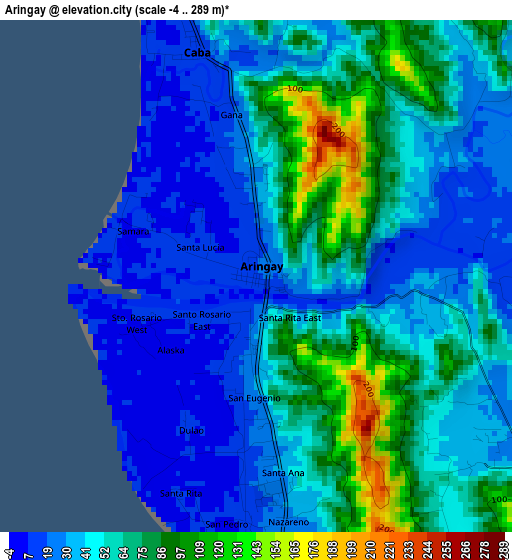 Aringay elevation map