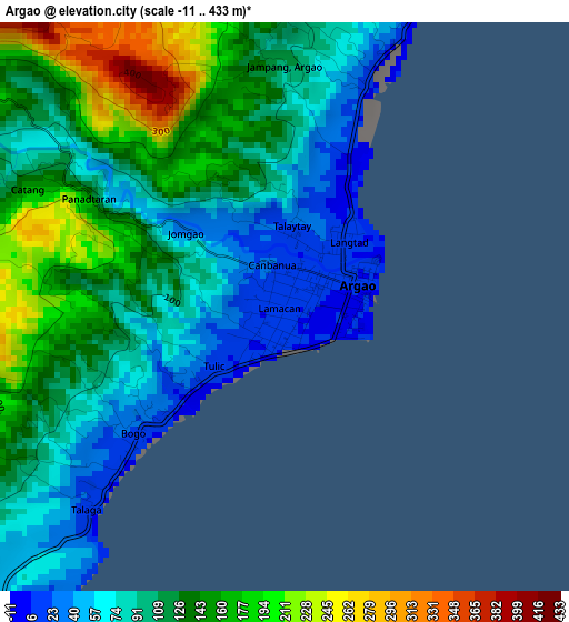 Argao elevation map