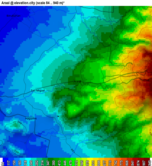 Araal elevation map