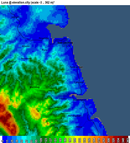 Luna elevation map