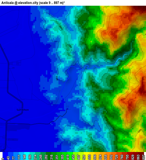 Anticala elevation map