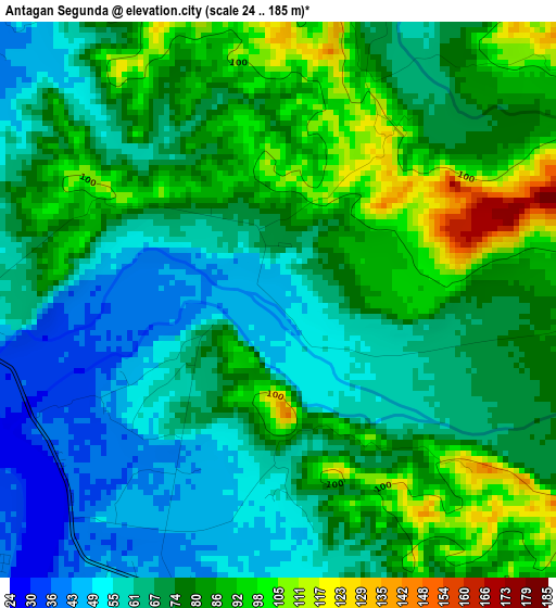 Antagan Segunda elevation map