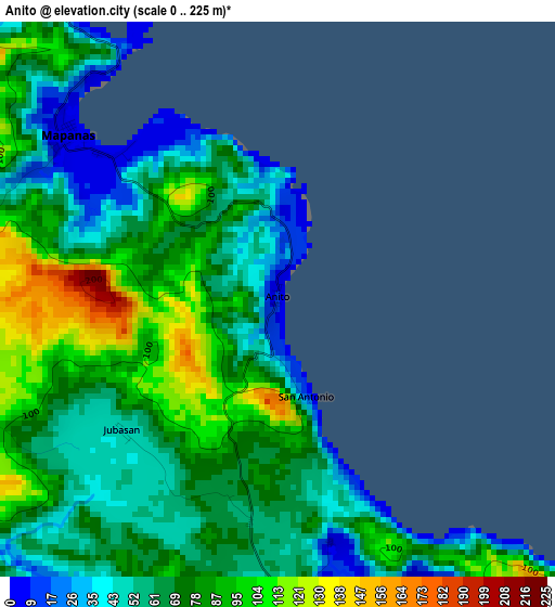 Anito elevation map