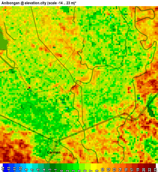 Anibongan elevation map