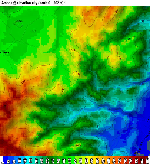 Amdos elevation map