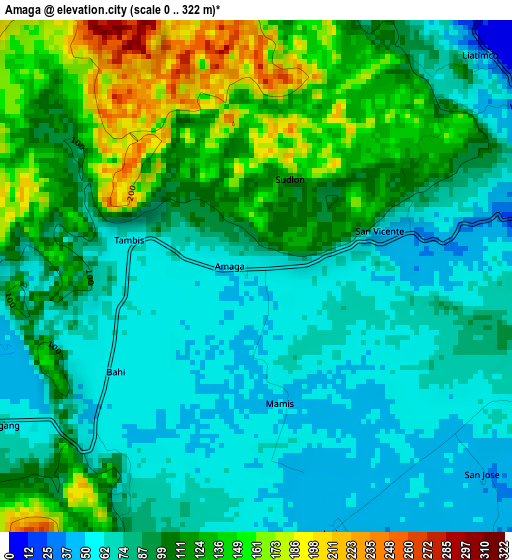 Amaga elevation map