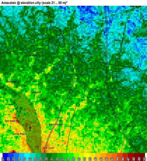 Amacalan elevation map