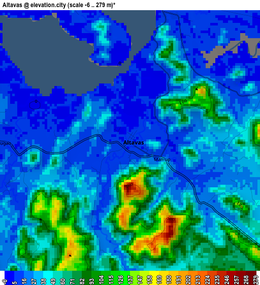 Altavas elevation map