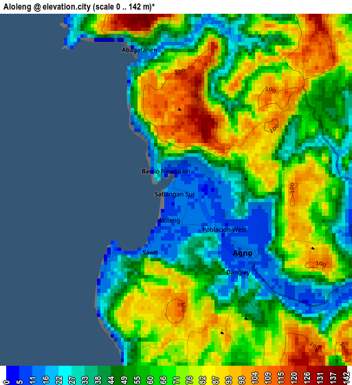 Aloleng elevation map