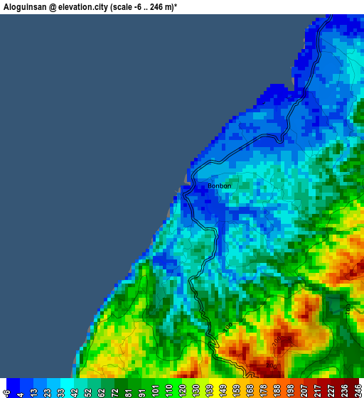 Aloguinsan elevation map