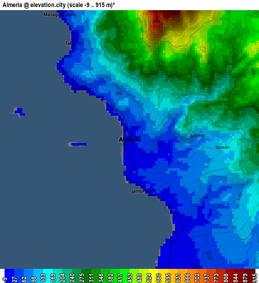 Almeria elevation map