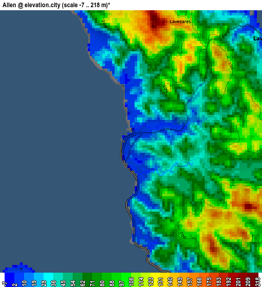 Allen elevation map