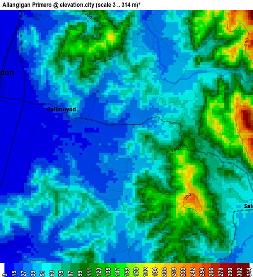 Allangigan Primero elevation map