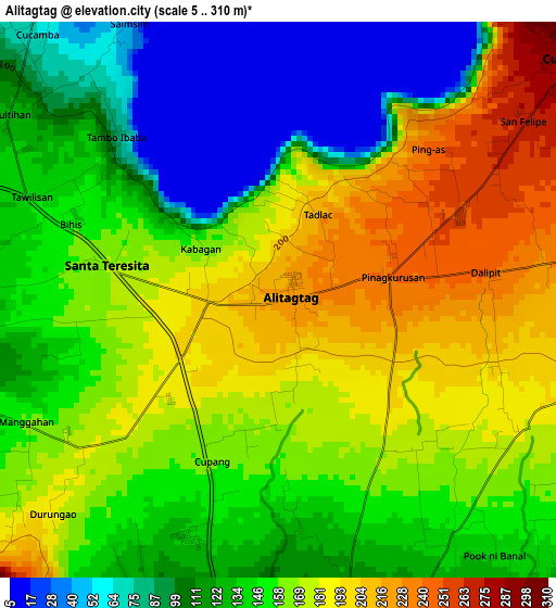 Alitagtag elevation map