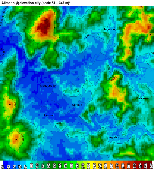 Alimono elevation map