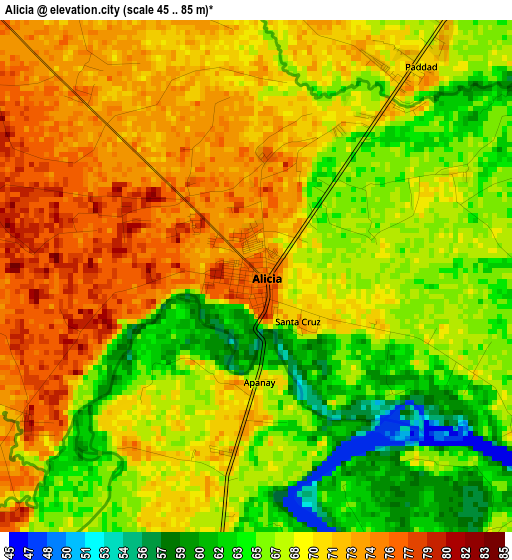 Alicia elevation map