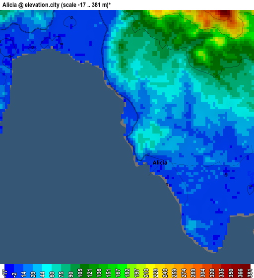 Alicia elevation map